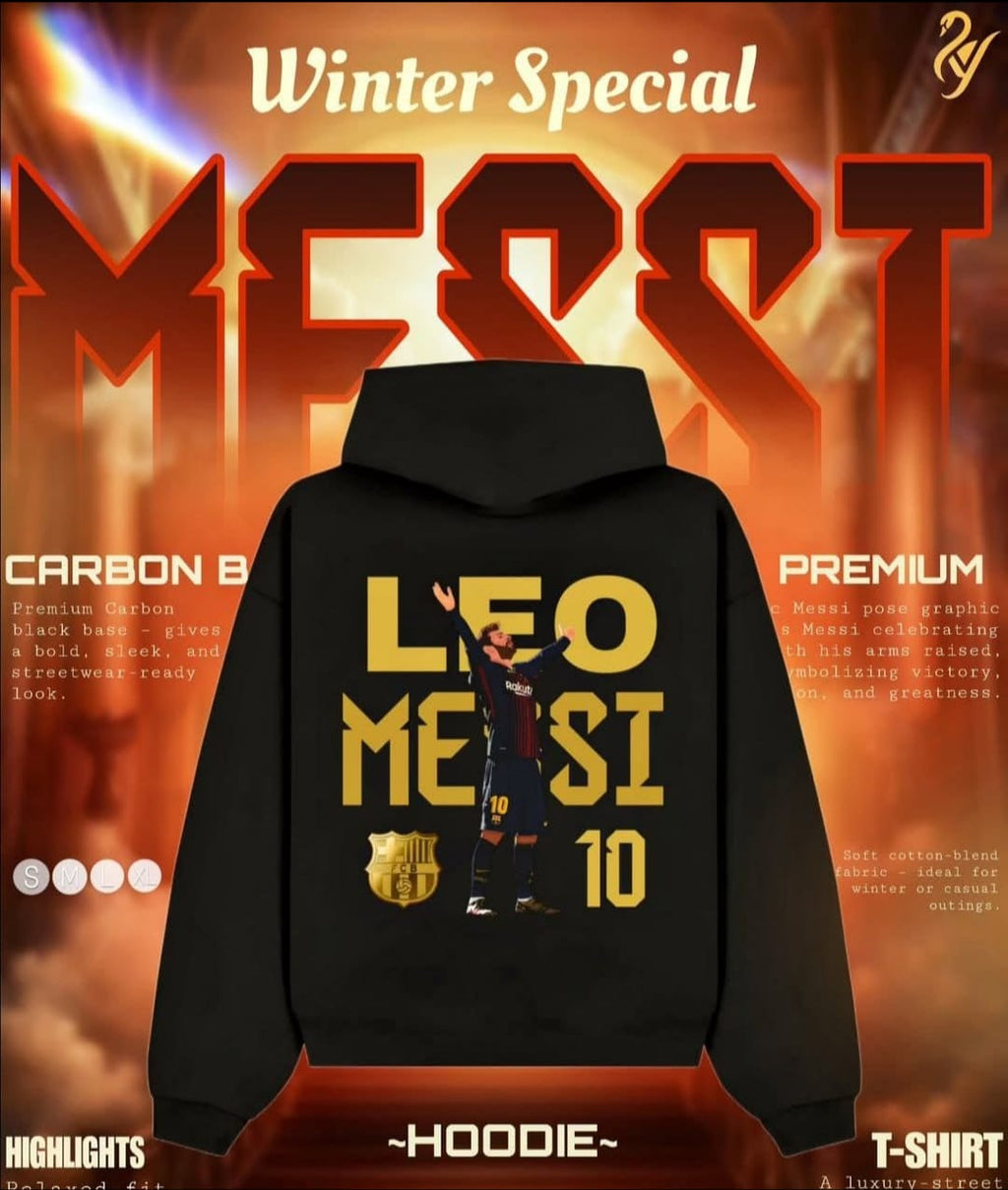Leo Messi Winter Special Oversized Hoodie - Back Graphic