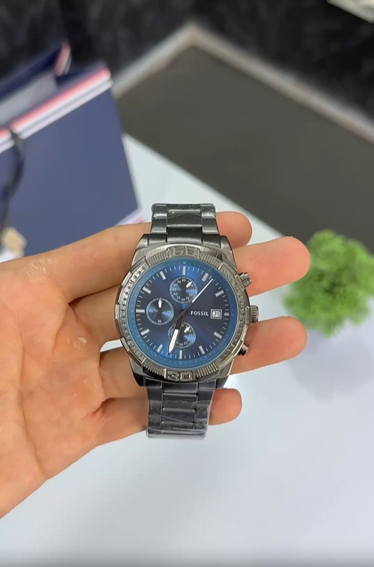 Fossil Blue Dial Chronograph Steel Watch