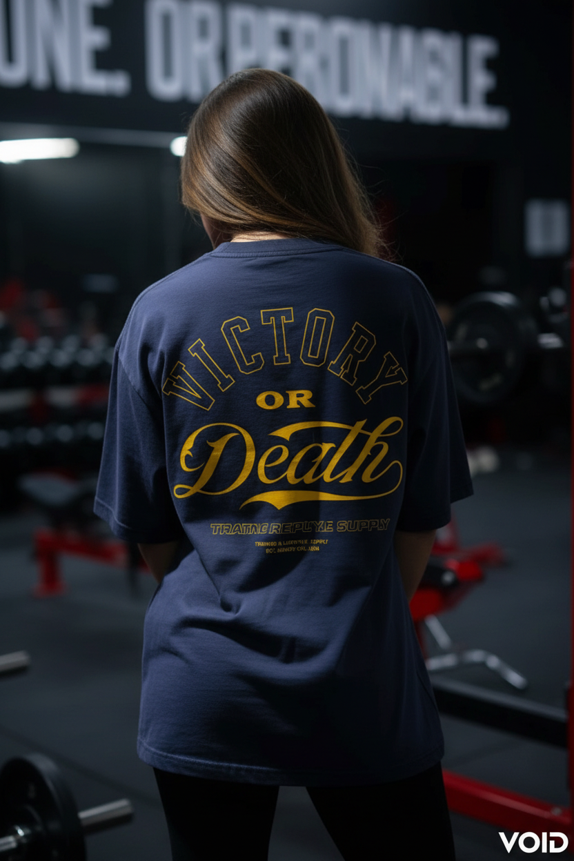 Victory Graphic T-Shirt - Back View with Gold Collegiate Print
