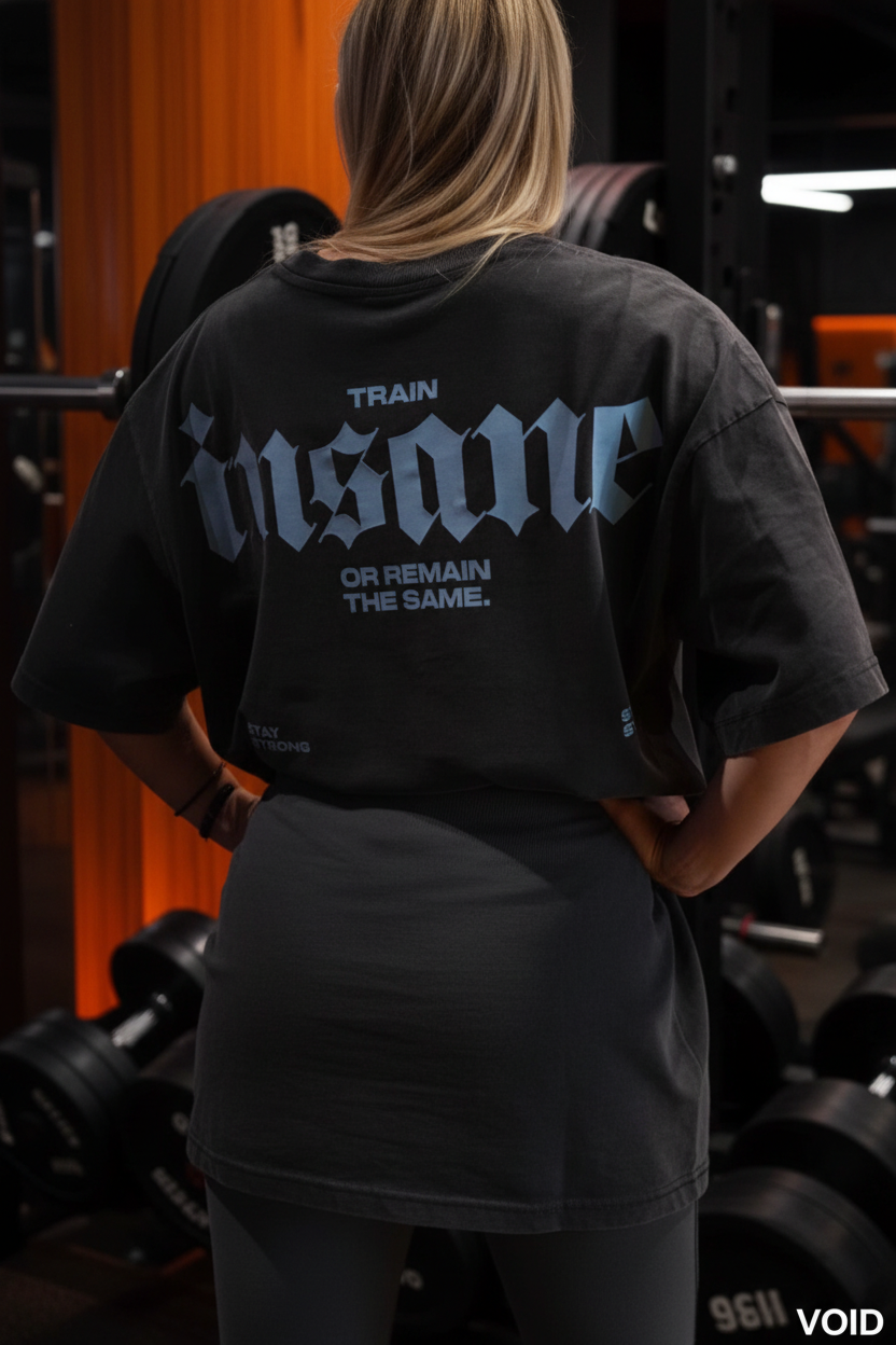 Train Insane T-Shirt - Black Washed Back
