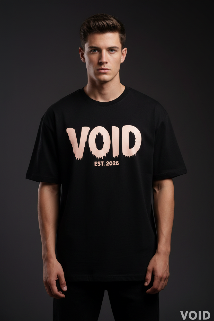 Take The Risk Graphic T-Shirt - Front VOID EST. 2026 Peach Pink