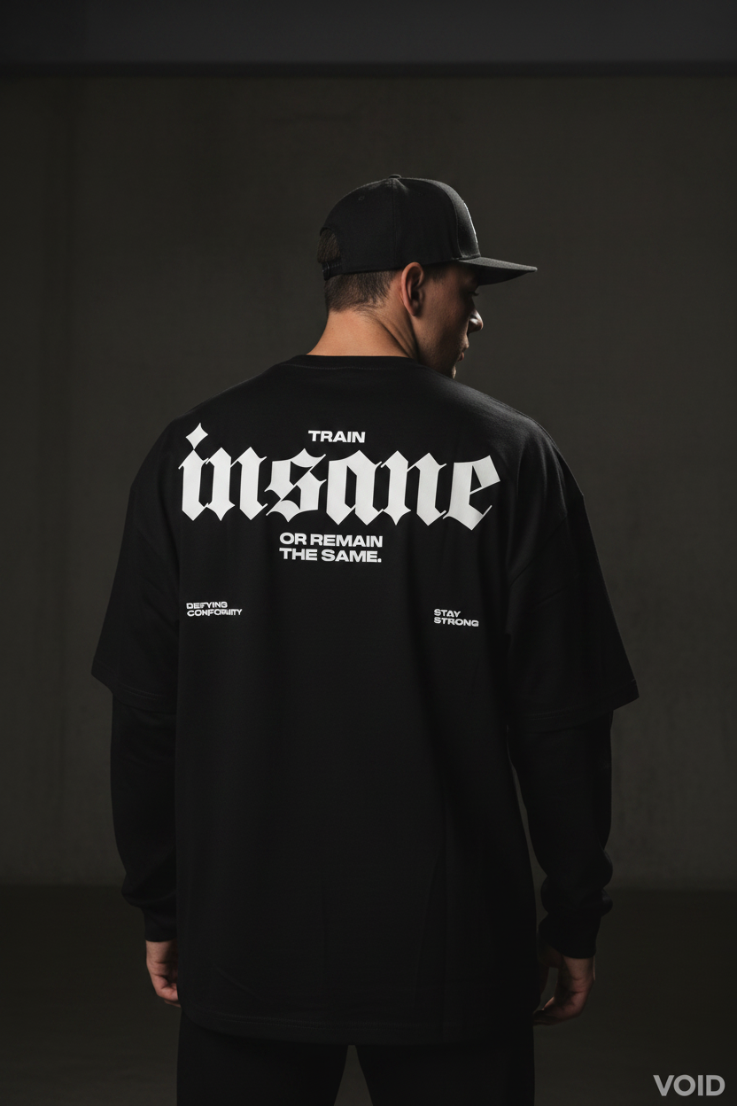 Train Insane T-Shirt - Black Back Editorial